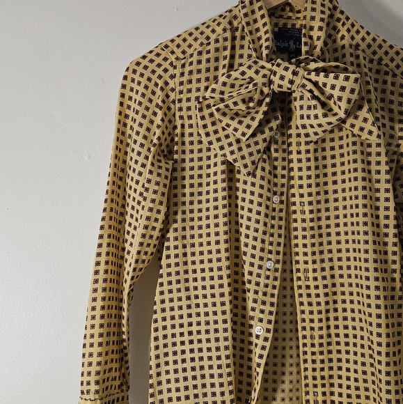 Vintage Ralph Lauren blue tag wool blouse with bow - Picture 2 of 11